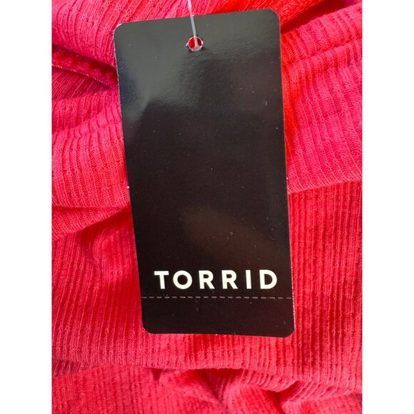 Torrid 3X NWT Rouge Red Dress Textured Knit Flutter Back Tie Dress - Picture 10 of 14